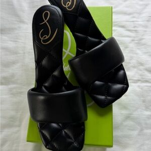 Sam Edelman Black Quilted Slide Sandals